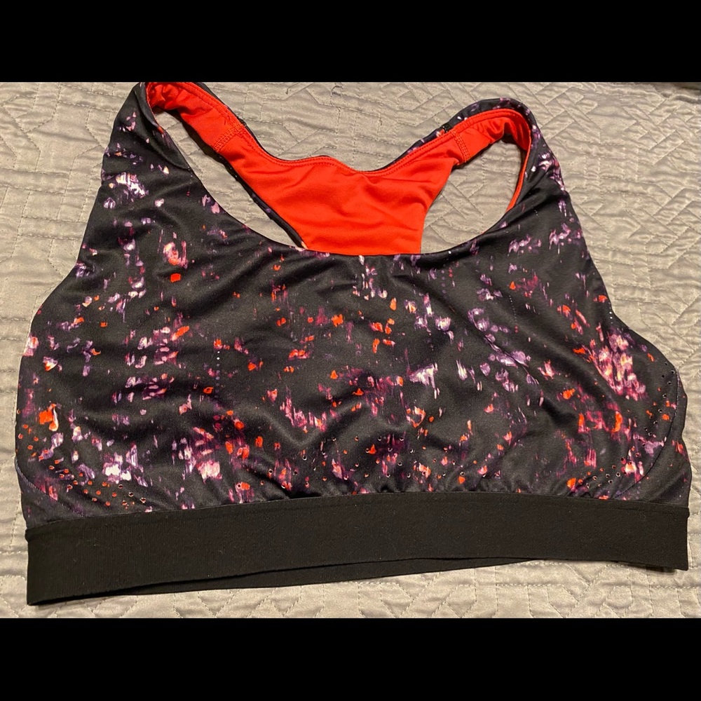 Champion reversible print low impact racerback sports bra size xl